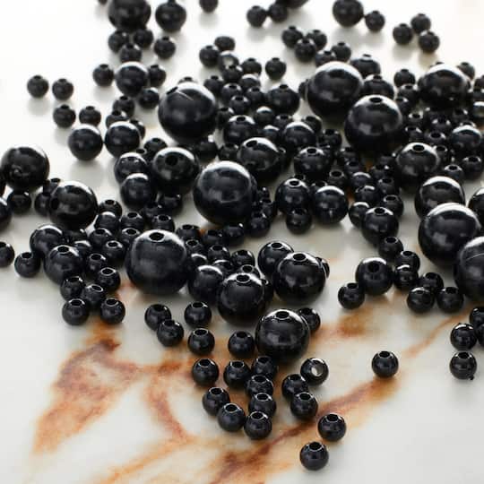 12 Pack: Jet Black Pearl Plastic Bead Mix by Bead Landing™